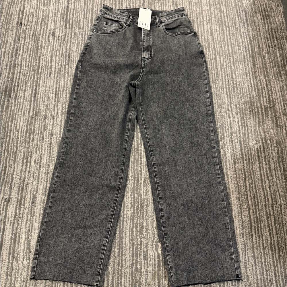Fay Black Wash High-Rise Straight Jeans